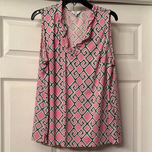 Crown & Ivy Pink and Green Patterned Blouse